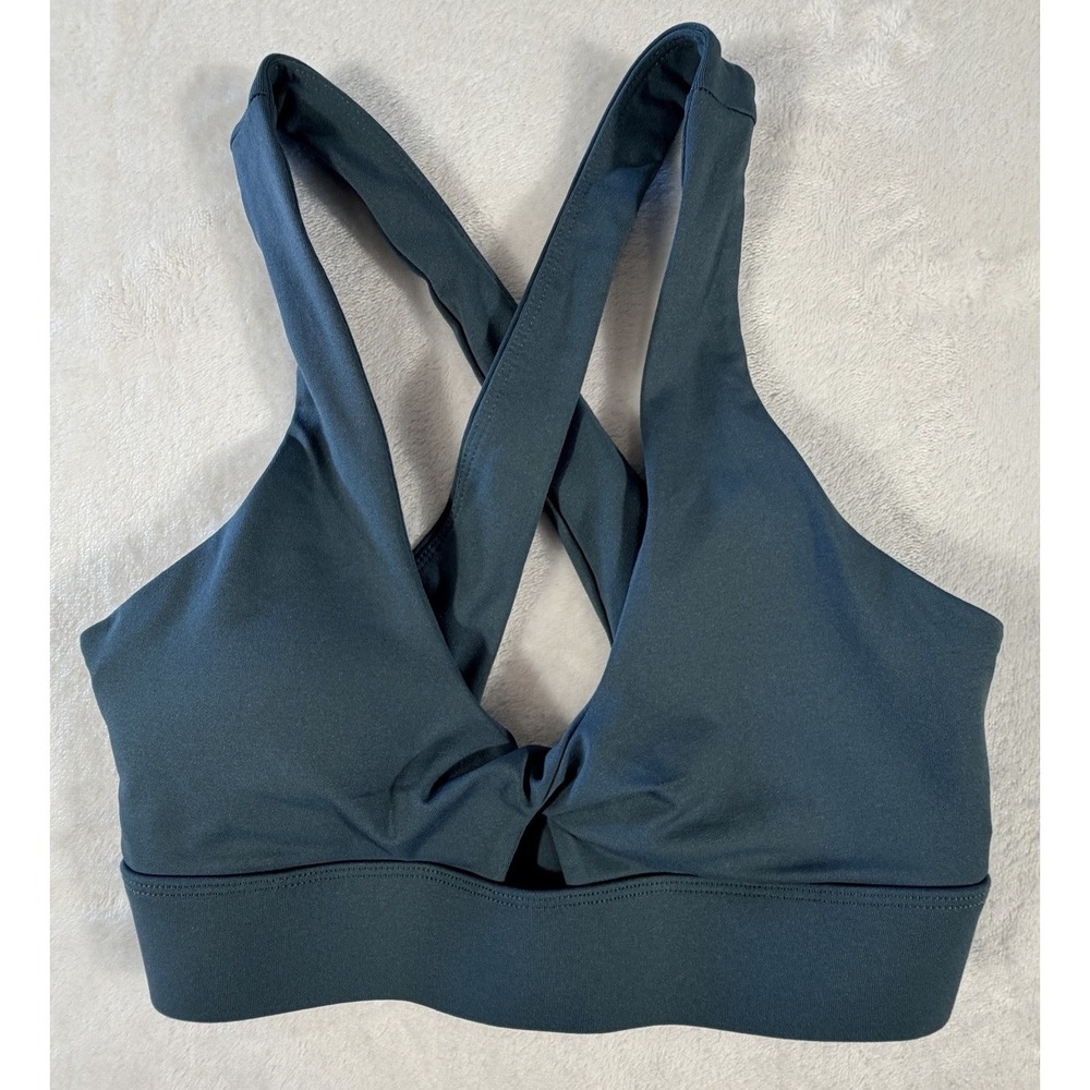 Fabletics Sports Bra Women's Sz M Green Crossback Wrap‎ Front Athletic Workout